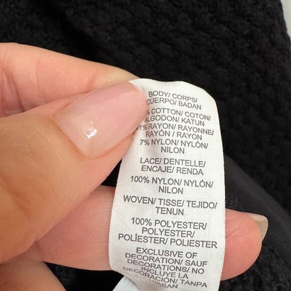 Lucky Brand Black Lace-Trim Sweater - Size L - Picture 4 of 4